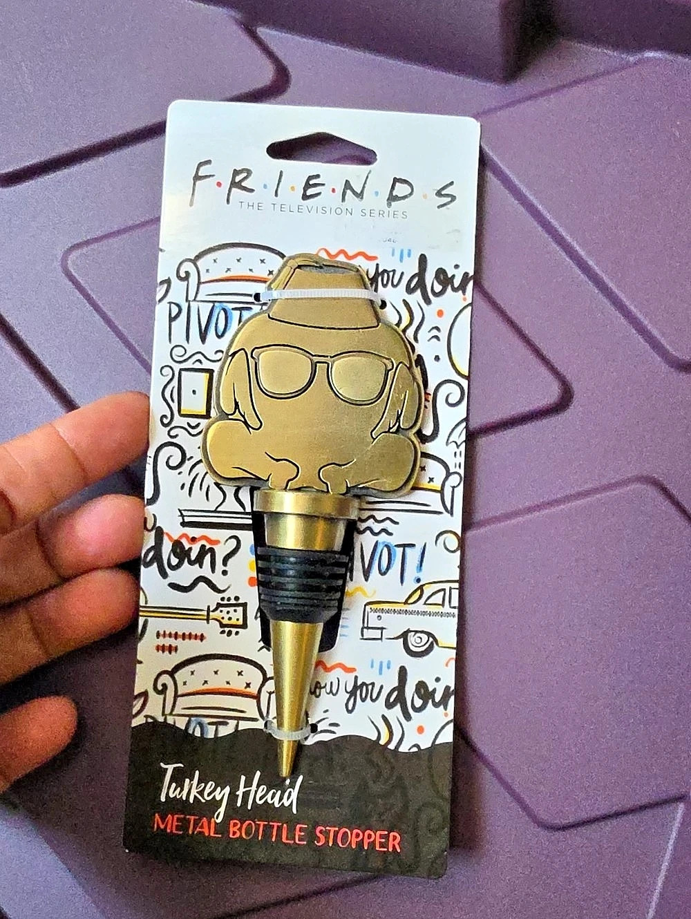 Friends Turkey Head Metal Bottle Stopper Gold & Black NWT Bottle Stopper
